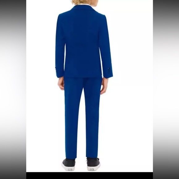 OPPOSUITS Boys Navy Royal Solid Suit Jacket pants tie Size 8 - Picture 2 of 5